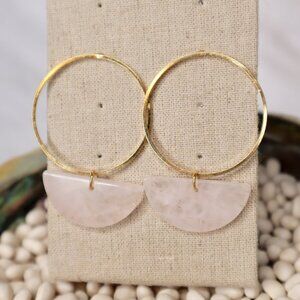 Rose Quartz Drop Earrings | 14K Gold Plated
